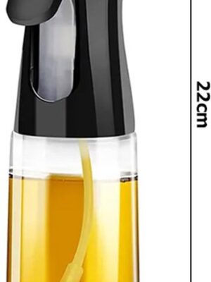 Oliesprayer keuken - Olie sprayfles - 200 ml - Glazen azijnsprayer - Sprayfles koken barbecue - Olijfolie sprayer - Fijne nevel olie dispenser - Azijn spray fles - Gezond koken oliesprayer - Navulbaar - Zwart - Afbeelding 3