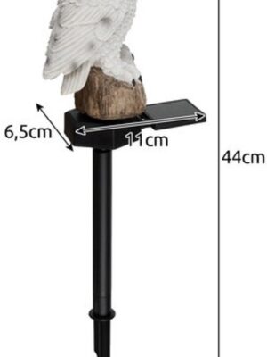 Solar Fakkel Uil - Zonne energie lamp - Uil tuinlamp - Sfeerlicht buiten solar - Zonne energie lamp - Tuinfakkel Uil – Lantaarn Uil - Wit - 1 Stuks - Afbeelding 7