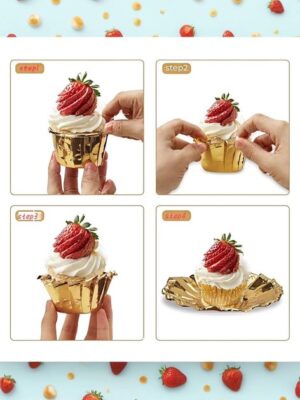 Cupcake Vormpjes - Muffin Vormpjes - Bakvormpjes - Ovenbestendig - Cupcake Cups - Muffin Cups - Luxe Presentatie - Set van 100 - Goud - Afbeelding 9