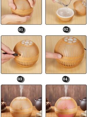Luchtbevochtiger | Humidifier 300ML | Vernevelaar | Waterverdamper | 7 kleuren LED | Lichtbruin - Afbeelding 4