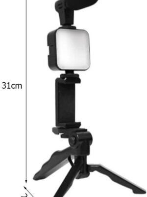 Vlogging kit - Telefoonhouder - Externe microfoon - LED-lamp - Bluetooth afstandsbediening - Smartphone statief - Video-opname set- Content creator accessoires - Vloggen accessoires - Zwart - Afbeelding 11