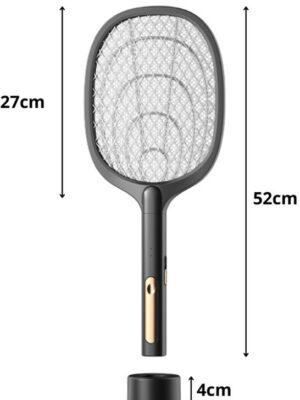 Elektrische Insectenverjager 2-in-1 - Muggendoder - Elektrische vliegenmepper - Oplaadbaar via USB - Vliegenlamp zonder gif - 3000V - Met Standaard - Vliegenmepper - Elektrische muggenvanger - Zwart - Afbeelding 9