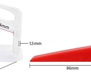Tegelnivelleringssysteem - Tegel Clips - Tegelwiggen - Nivelleersysteem tegels - Tegel Set 200 stuks - Tegel egaliseren - 100 Clips Met 100 Wiggen/Keggen - 1,5mm - Herbruikbare wiggen - Afbeelding 3