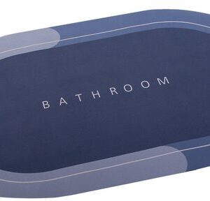 Badkamermat - sneldrogende mat - antislip badmat - waterabsorberende mat - zachte badmat - badkameraccessoire - douchemat - wc mat - 58x38 Cm - Blauwtinten - Ovaal - Afbeelding 4