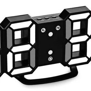 3D Led wekker - Klok - Tafel - Thermometer - Alarm - USB - Zwart - Afbeelding 8
