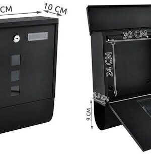 Wand brievenbus met krantenvak - Luxe brievenbus hangend - Venster - Krantenrol - Zwart - RVS - Afbeelding 9