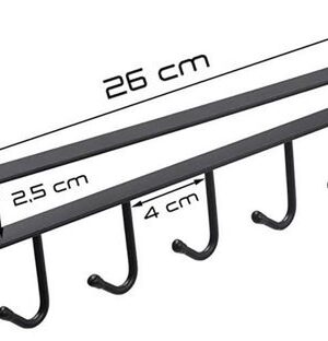 2 Stuks - Keuken Opbergrek - Ophangrek - Ophanghaken - bekerrek - Keukenrail - Mokkenrek - Handdoekhouder - kopjesrek - Keukenkast organizer - Zwart - Afbeelding 7