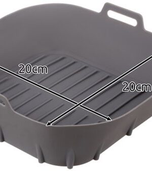 Airfryer siliconen inzet - Herbruikbare airfryer mand - Airfryer accessoires 20x20 - Vetvrij bakken airfryer - Siliconen bakvorm airfryer - Airfryer inzet grijs - Airfryer mandje siliconen - Afbeelding 6