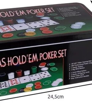 Poker set 200 chips - Pokerkoffer met mat - Pokerset met speelkaarten - Poker fiches set - Poker set in metalen box - Texas hold'em set, Casino Poker set thuis - Poker accessoires - Afbeelding 4