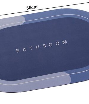 Badkamermat - sneldrogende mat - antislip badmat - waterabsorberende mat - zachte badmat - badkameraccessoire - douchemat - wc mat - 58x38 Cm - Blauwtinten - Ovaal - Afbeelding 6