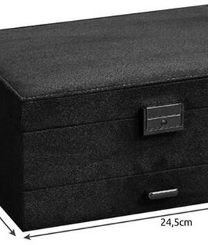 Luxe Sieradendoos met Slot - Sieraden kistje met slot - Sieraden organizer - Sieraden opbergbox - Elegant & Veilig - Cadeau Idee voor Vrouwen - Zwart - Afbeelding 10