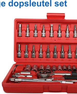 Professionele 46-Delige Auto en Huishoud Gereedschapset - Klussen - Gereedschapskoffers - Met Momentsleutel Ratel & Verlengstuk - Torx/Inbus/Hex/Kruiskop Bit Doppen Set - Hoogwaardig Chroom - Handgereedschap - Dopsleutelgereedschap - Gereedschap - Afbeelding 4