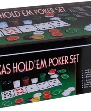 Poker set 200 chips - Pokerkoffer met mat - Pokerset met speelkaarten - Poker fiches set - Poker set in metalen box - Texas hold'em set, Casino Poker set thuis - Poker accessoires - Afbeelding 8