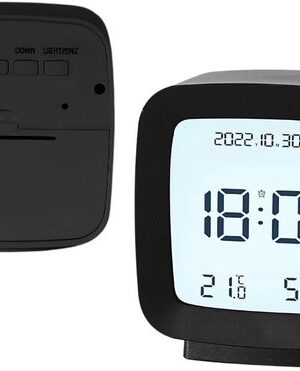 Wekker met LCD Display - Alarmklok met Snooze Functie - Wekker met Temperatuur - Wekker met Luchtvochtigheidsmeter - Multifunctionele Digitale Klok met Datum - Modern Design - Zwart - Afbeelding 4