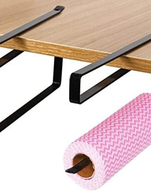 Keukenrolhouder - Keukenrolhouder zonder boren - Metalen keukenrolhouder - Opsteekbare keukenrolhouder - Keuken organizer - Keukenaccessoire zwart - Loft keuken houder - Keukenrolhouder onder kast - 2 Stuks - Zwart - Afbeelding 4