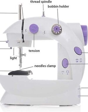 IBBO® - Naaimachine - Adaptor 2 Snelheden - met voetpedaal & accessoires - Compacte Naaimachine - Handnaaimachine Elektrisch - Wit/Paars - Afbeelding 5