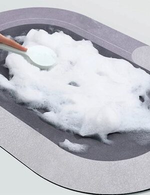 Badkamermat - sneldrogende mat - antislip badmat - waterabsorberende mat - zachte badmat - badkameraccessoire - douchemat - wc mat - 58x38 Cm - Blauwtinten - Ovaal - Afbeelding 9