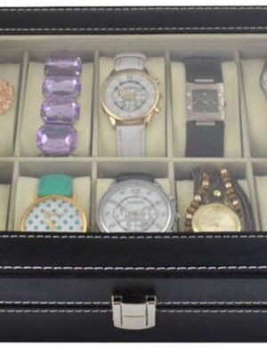 Luxe Horlogebox voor 10 Horloges – Horloge Organizer met Glazen Deksel – Zwart - Afbeelding 6