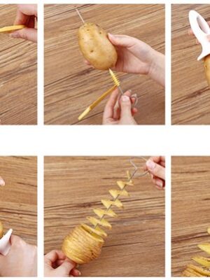 Aardappel snijder - Chips maker - Potato Twister - Spies - Inclusief 4 RVS Spiezen - Potato Twister - Handmatige Snijmachine - Afbeelding 10