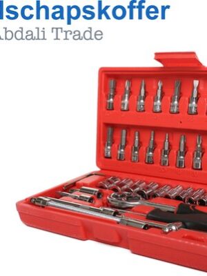 Professionele 46-Delige Auto en Huishoud Gereedschapset - Klussen - Gereedschapskoffers - Met Momentsleutel Ratel & Verlengstuk - Torx/Inbus/Hex/Kruiskop Bit Doppen Set - Hoogwaardig Chroom - Handgereedschap - Dopsleutelgereedschap - Gereedschap - Afbeelding 5