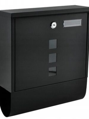 Wand brievenbus met krantenvak - Luxe brievenbus hangend - Venster - Krantenrol - Zwart - RVS - Afbeelding 6