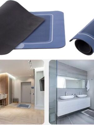 Badkamermat - sneldrogende mat - antislip badmat - waterabsorberende mat - zachte badmat - badkameraccessoire - douchemat - wc mat - 58x38 Cm - Blauwtinten - Afbeelding 10