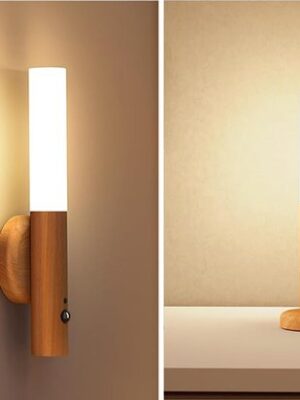 Led wandlamp - Wandlamp met sensor - Oplaadbare wandlamp - Magnetische lamp - Led lamp warm licht - Nachtlamp met bewegingssensor - USB C lamp - Draadloze wandlamp - lichtbruin - Afbeelding 4
