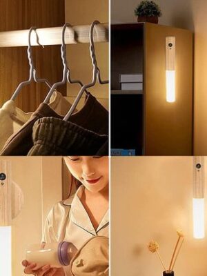Led wandlamp - Wandlamp met sensor - Oplaadbare wandlamp - Magnetische lamp - Led lamp warm licht - Nachtlamp met bewegingssensor - USB C lamp - Draadloze wandlamp - lichtbruin - Afbeelding 7