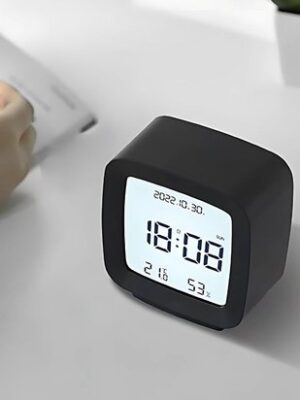 Wekker met LCD Display - Alarmklok met Snooze Functie - Wekker met Temperatuur - Wekker met Luchtvochtigheidsmeter - Multifunctionele Digitale Klok met Datum - Modern Design - Zwart - Afbeelding 6