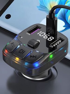 Bluetooth FM Transmitter - MP3/WMA/WAV - USB-C + 2x USB - QC 3.0 Snellader - LED Verlichting - Handsfree Bellen - Afbeelding 4