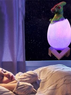 Dinosauruslamp - Kinderlamp LED - oplaadbaar - Triceratops ei lamp - Nachtlamp kinderen dinosaurus - RGB kinderlampje - LED nachtlamp dinosaurus - Nachtlamp met houten voet - Cadeau voor kinderen - Afbeelding 6
