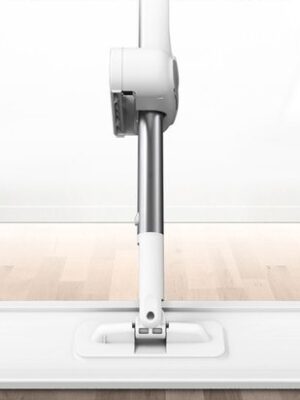 Vlakke mop met wringer - Opvouwbare vloermop - Microvezelmop 125 cm - Handsfree reinigingsmop - Mop met 360 draaibare kop - Herbruikbare moppad - Vlakke mop voor tegels en parket - Zelfwringende mop - Wit - Afbeelding 3