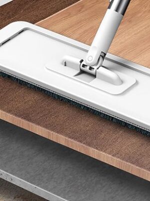 Vlakke mop met wringer - Opvouwbare vloermop - Microvezelmop 125 cm - Handsfree reinigingsmop - Mop met 360 draaibare kop - Herbruikbare moppad - Vlakke mop voor tegels en parket - Zelfwringende mop - Wit - Afbeelding 4