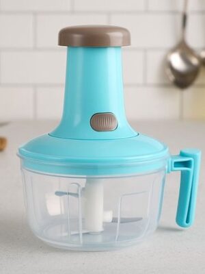 Handhakker Groentehakker 2-in-1 Mini Hakmolen & Keukenmixer met RVS Messen Blauw - Afbeelding 3