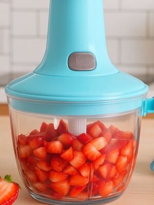 Handhakker Groentehakker 2-in-1 Mini Hakmolen & Keukenmixer met RVS Messen Blauw - Afbeelding 5