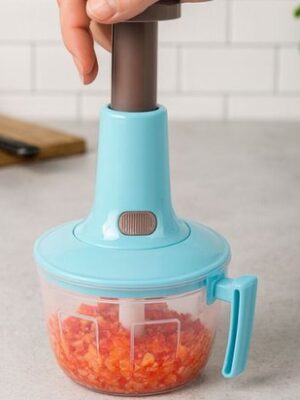 Handhakker Groentehakker 2-in-1 Mini Hakmolen & Keukenmixer met RVS Messen Blauw - Afbeelding 7