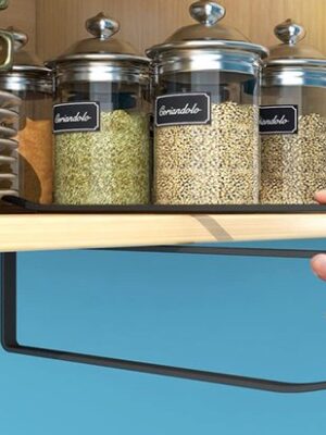 Keukenrolhouder - Keukenrolhouder zonder boren - Metalen keukenrolhouder - Opsteekbare keukenrolhouder - Keuken organizer - Keukenaccessoire zwart - Loft keuken houder - Keukenrolhouder onder kast - 2 Stuks - Zwart - Afbeelding 9