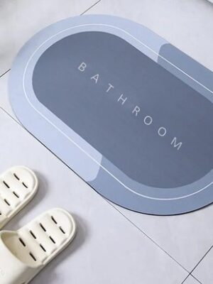 Badkamermat - sneldrogende mat - antislip badmat - waterabsorberende mat - zachte badmat - badkameraccessoire - douchemat - wc mat - 58x38 Cm - Blauwtinten - Ovaal - Afbeelding 10