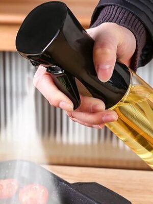 Oliesprayer keuken - Olie sprayfles - 200 ml - Glazen azijnsprayer - Sprayfles koken barbecue - Olijfolie sprayer - Fijne nevel olie dispenser - Azijn spray fles - Gezond koken oliesprayer - Navulbaar - Zwart - Afbeelding 7