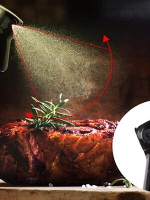 Oliesprayer keuken - Olie sprayfles - 200 ml - Glazen azijnsprayer - Sprayfles koken barbecue - Olijfolie sprayer - Fijne nevel olie dispenser - Azijn spray fles - Gezond koken oliesprayer - Navulbaar - Zwart - Afbeelding 10