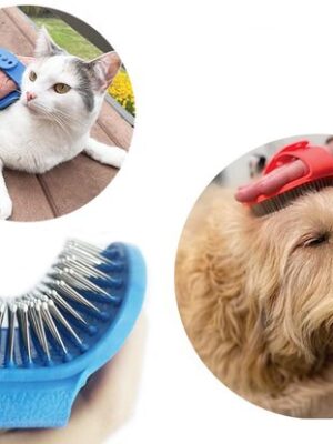Dierenborstel voor Honden en Katten - Hondenborstel - Kattenborstel - Vachtverzorging hond - Massageborstel huisdier Zachte Massagekam - Anti-Haaruitval - zachte kam hond kat - Blauw - Afbeelding 3
