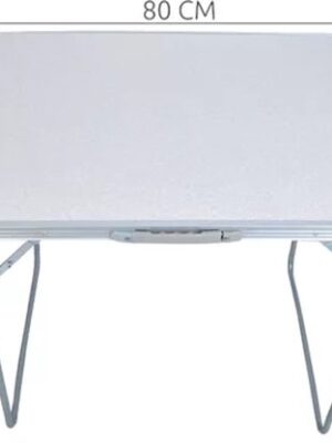 Campingtafel - Inklapbaar - Tuintafel - 80x60x70 cm - Buiten/Binnen - Draaghandvat - klaptafel tuin - Compact - Aluminium - Wit - Afbeelding 4