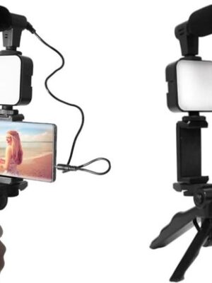 Vlogging kit - Telefoonhouder - Externe microfoon - LED-lamp - Bluetooth afstandsbediening - Smartphone statief - Video-opname set- Content creator accessoires - Vloggen accessoires - Zwart - Afbeelding 14