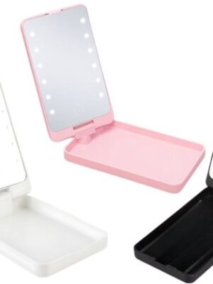 LED cosmeticaspiegel - Make-up spiegel - Reisspiegel - Opvouwbare spiegel - LED make-upspiegel - Draagbare spiegel -Oplaadbare spiegel - Verlichte spiegel - Zwart - Afbeelding 6