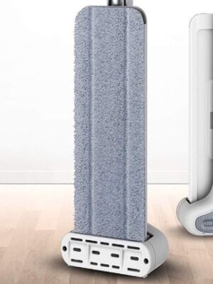 Vlakke mop met wringer - Opvouwbare vloermop - Microvezelmop 125 cm - Handsfree reinigingsmop - Mop met 360 draaibare kop - Herbruikbare moppad - Vlakke mop voor tegels en parket - Zelfwringende mop - Wit - Afbeelding 10