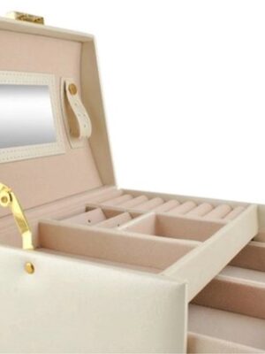 Luxe Sieradendoos 20 Compartimenten - Chique Sieradenbox voor Juwelen - Sieraden - Oorbellen - Ketting - Juwelendoos - Organizer - Sieraden doosje Meisje - Beige - Afbeelding 7