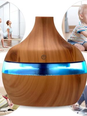 Aroma Diffuser 300 ml Ultrasone Luchtbevochtiger met LED Verlichting BPA-vrij Hout Wit - Afbeelding 5