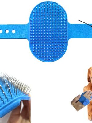 Dierenborstel voor Honden en Katten - Hondenborstel - Kattenborstel - Vachtverzorging hond - Massageborstel huisdier Zachte Massagekam - Anti-Haaruitval - zachte kam hond kat - Blauw - Afbeelding 9