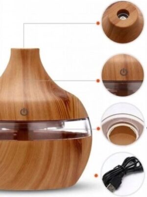 Borvat® | Luchtbevochtiger uien | Humidifier 300ML | Vernevelaar | Waterverdamper | 7 kleuren LED | Hout | Lichthoutt | Donkerhout | Wit - Afbeelding 3