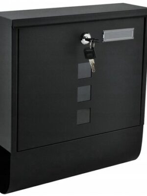 Wand brievenbus met krantenvak - Luxe brievenbus hangend - Venster - Krantenrol - Zwart - RVS - Afbeelding 4